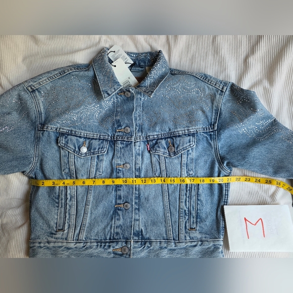 Beyoncé X Levi’s® Shrunken '90s Trucker Jacket Western Crystal Dark Blue Bnwt - Picture 5 of 16